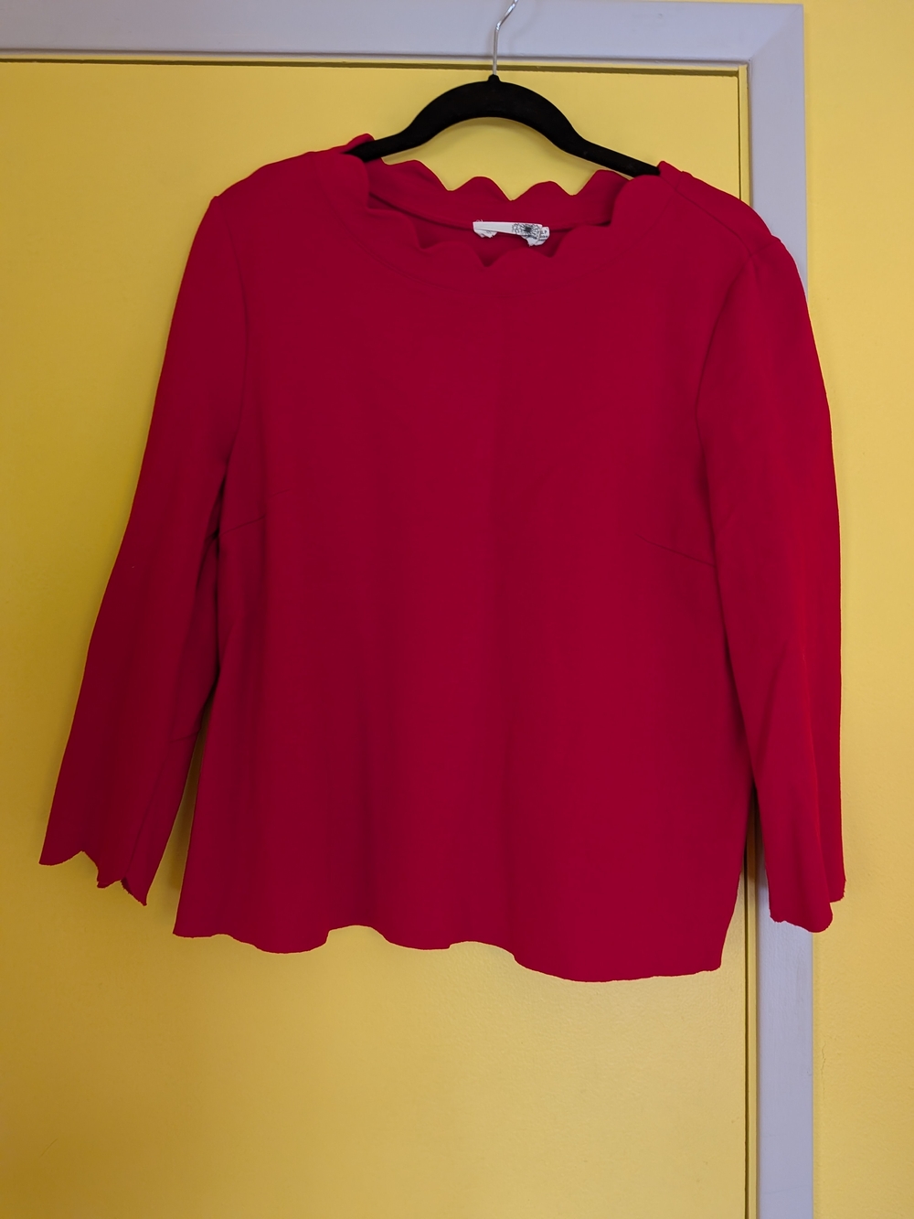Everleigh Scalloped-Neck Long Sleeve Blouse